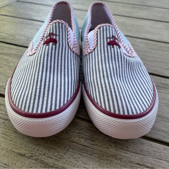 Brooks Brothers + Sperry Striped Slip-On Shoes with Logo Mens 8 Womens 9.5 - Picture 3 of 9